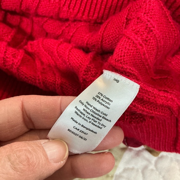 ๐ค Talbots Red Cable Knit Crewneck Sweater - XL - Picture 5 of 6